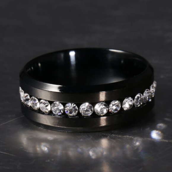Jewelry - Stainless Steel Wedding Black Band Ring Size 13